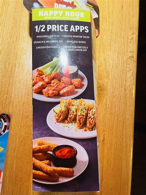 Monday-Friday from 3-6 PM and reverse HH from 9-10 PM that includes half off apps, 3-5 drink specials, and daily drink specials. . Applebees 999 daily specials
